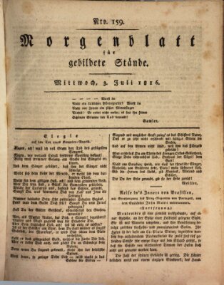 Morgenblatt für gebildete Stände Mittwoch 3. Juli 1816