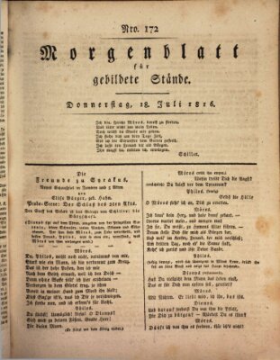 Morgenblatt für gebildete Stände Donnerstag 18. Juli 1816