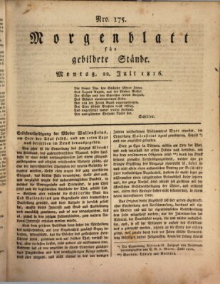 Morgenblatt für gebildete Stände Montag 22. Juli 1816