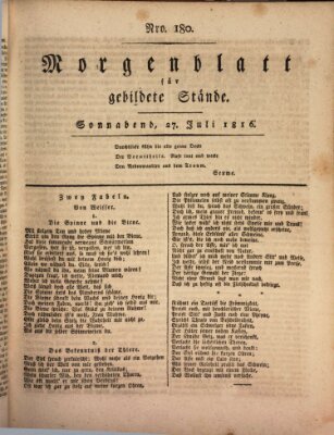 Morgenblatt für gebildete Stände Samstag 27. Juli 1816