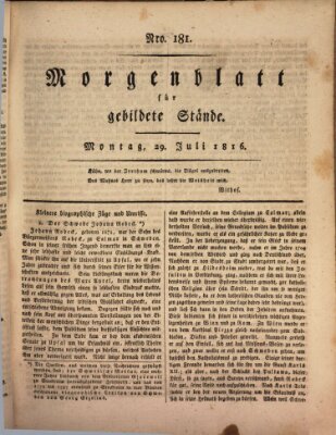 Morgenblatt für gebildete Stände Montag 29. Juli 1816