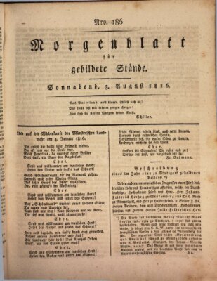 Morgenblatt für gebildete Stände Samstag 3. August 1816