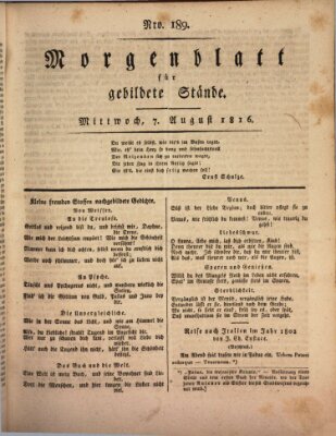 Morgenblatt für gebildete Stände Mittwoch 7. August 1816