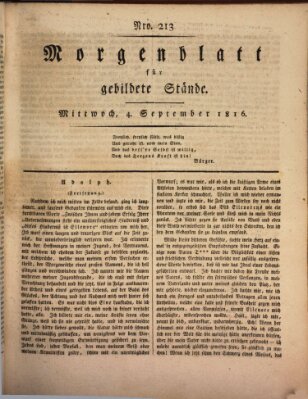 Morgenblatt für gebildete Stände Mittwoch 4. September 1816