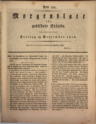 Morgenblatt für gebildete Stände Freitag 13. September 1816