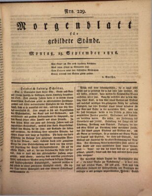 Morgenblatt für gebildete Stände Montag 23. September 1816