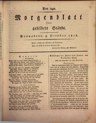 Morgenblatt für gebildete Stände Samstag 5. Oktober 1816