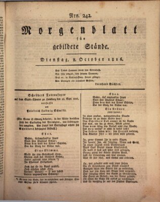 Morgenblatt für gebildete Stände Dienstag 8. Oktober 1816