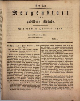 Morgenblatt für gebildete Stände Mittwoch 9. Oktober 1816