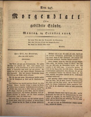 Morgenblatt für gebildete Stände Montag 14. Oktober 1816