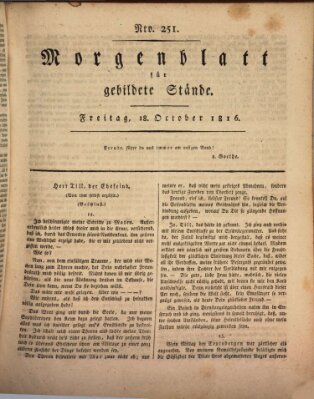 Morgenblatt für gebildete Stände Freitag 18. Oktober 1816