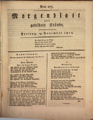 Morgenblatt für gebildete Stände Freitag 15. November 1816