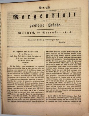 Morgenblatt für gebildete Stände Mittwoch 27. November 1816