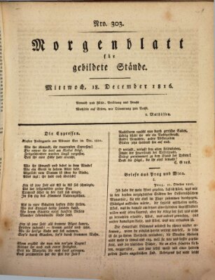 Morgenblatt für gebildete Stände Mittwoch 18. Dezember 1816