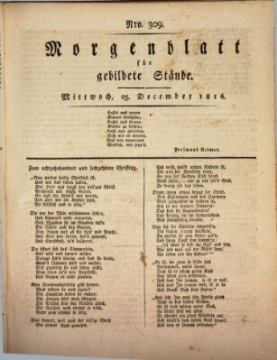 Morgenblatt für gebildete Stände Mittwoch 25. Dezember 1816