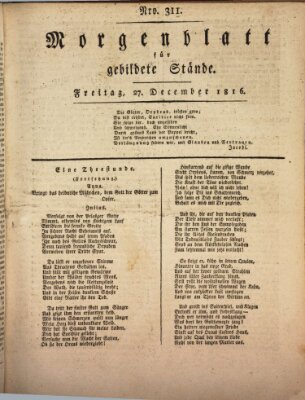 Morgenblatt für gebildete Stände Freitag 27. Dezember 1816