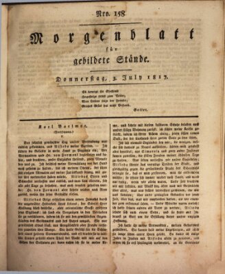 Morgenblatt für gebildete Stände Donnerstag 3. Juli 1817