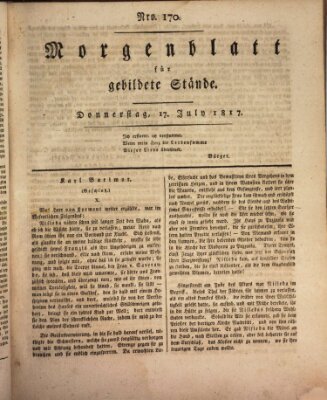 Morgenblatt für gebildete Stände Donnerstag 17. Juli 1817