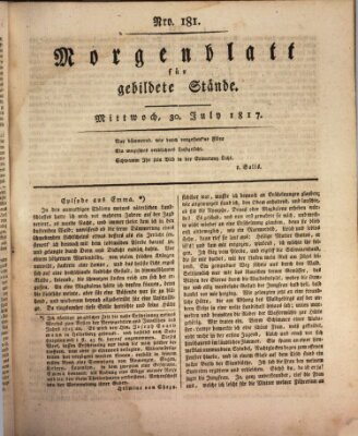 Morgenblatt für gebildete Stände Mittwoch 30. Juli 1817