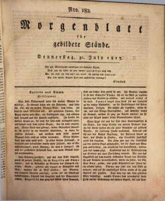 Morgenblatt für gebildete Stände Donnerstag 31. Juli 1817