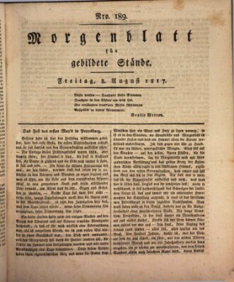 Morgenblatt für gebildete Stände Freitag 8. August 1817