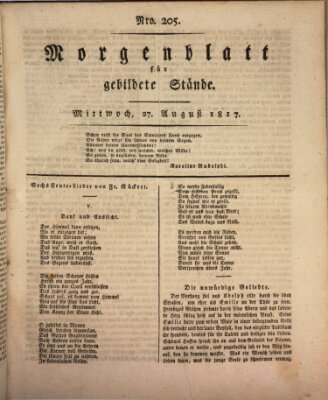 Morgenblatt für gebildete Stände Mittwoch 27. August 1817