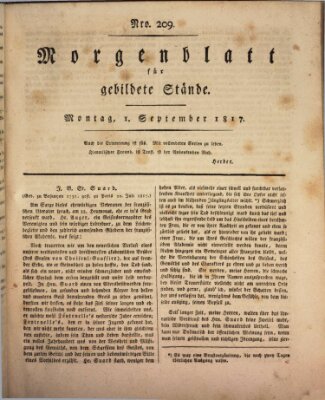 Morgenblatt für gebildete Stände Montag 1. September 1817