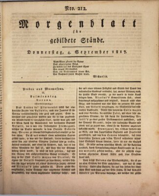 Morgenblatt für gebildete Stände Donnerstag 4. September 1817