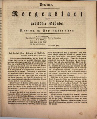 Morgenblatt für gebildete Stände Montag 15. September 1817