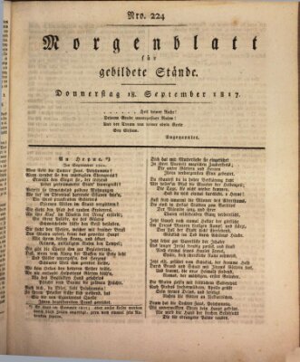 Morgenblatt für gebildete Stände Donnerstag 18. September 1817