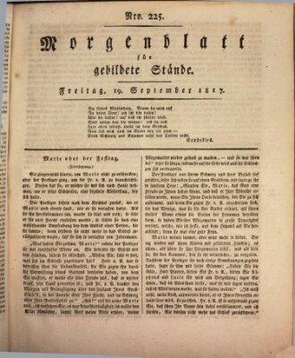 Morgenblatt für gebildete Stände Freitag 19. September 1817