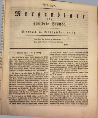 Morgenblatt für gebildete Stände Montag 22. September 1817