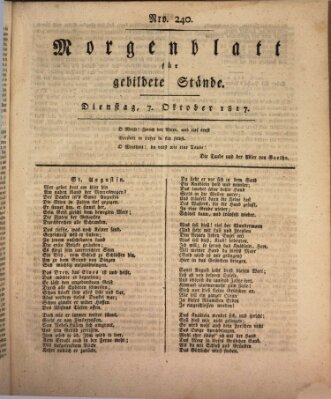 Morgenblatt für gebildete Stände Dienstag 7. Oktober 1817