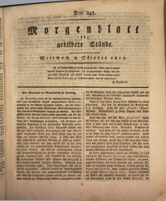 Morgenblatt für gebildete Stände Mittwoch 8. Oktober 1817