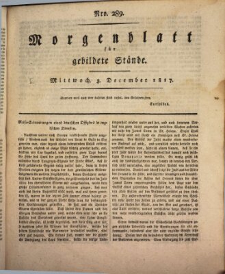 Morgenblatt für gebildete Stände Mittwoch 3. Dezember 1817