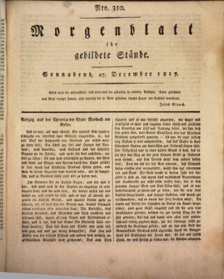 Morgenblatt für gebildete Stände Samstag 27. Dezember 1817