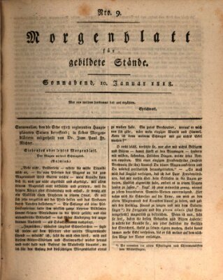 Morgenblatt für gebildete Stände Samstag 10. Januar 1818