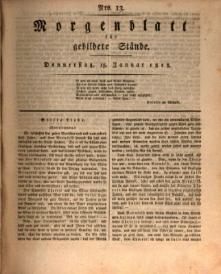 Morgenblatt für gebildete Stände Donnerstag 15. Januar 1818