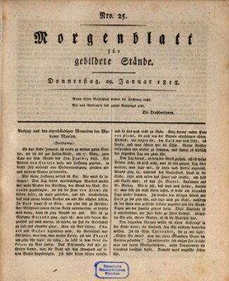 Morgenblatt für gebildete Stände Donnerstag 29. Januar 1818