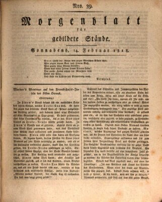 Morgenblatt für gebildete Stände Samstag 14. Februar 1818