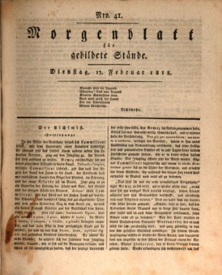 Morgenblatt für gebildete Stände Dienstag 17. Februar 1818