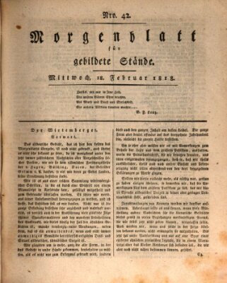 Morgenblatt für gebildete Stände Mittwoch 18. Februar 1818