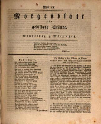 Morgenblatt für gebildete Stände Donnerstag 5. März 1818