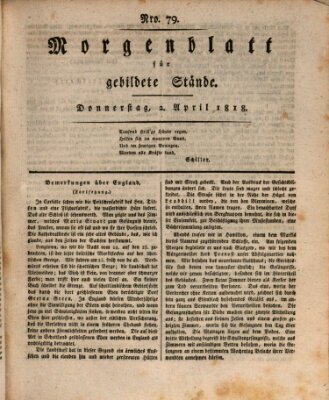 Morgenblatt für gebildete Stände Donnerstag 2. April 1818