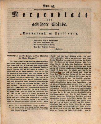 Morgenblatt für gebildete Stände Samstag 18. April 1818