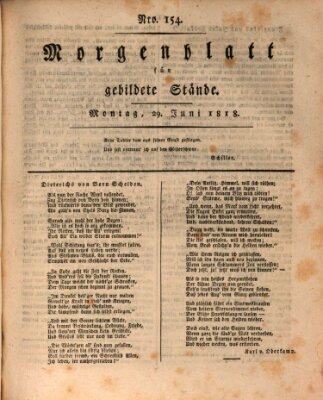 Morgenblatt für gebildete Stände Montag 29. Juni 1818