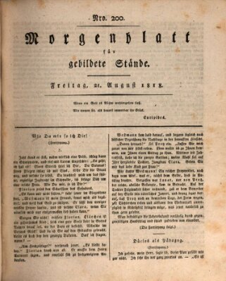 Morgenblatt für gebildete Stände Freitag 21. August 1818