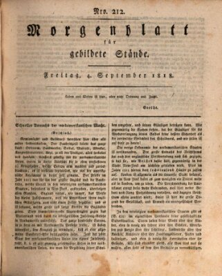 Morgenblatt für gebildete Stände Freitag 4. September 1818