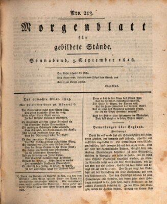 Morgenblatt für gebildete Stände Samstag 5. September 1818