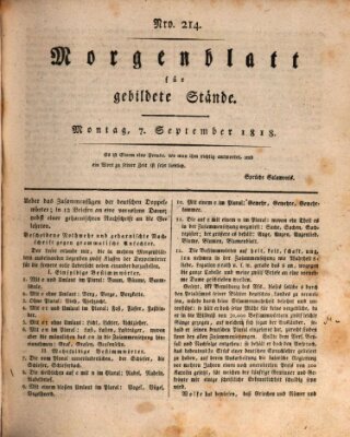 Morgenblatt für gebildete Stände Montag 7. September 1818